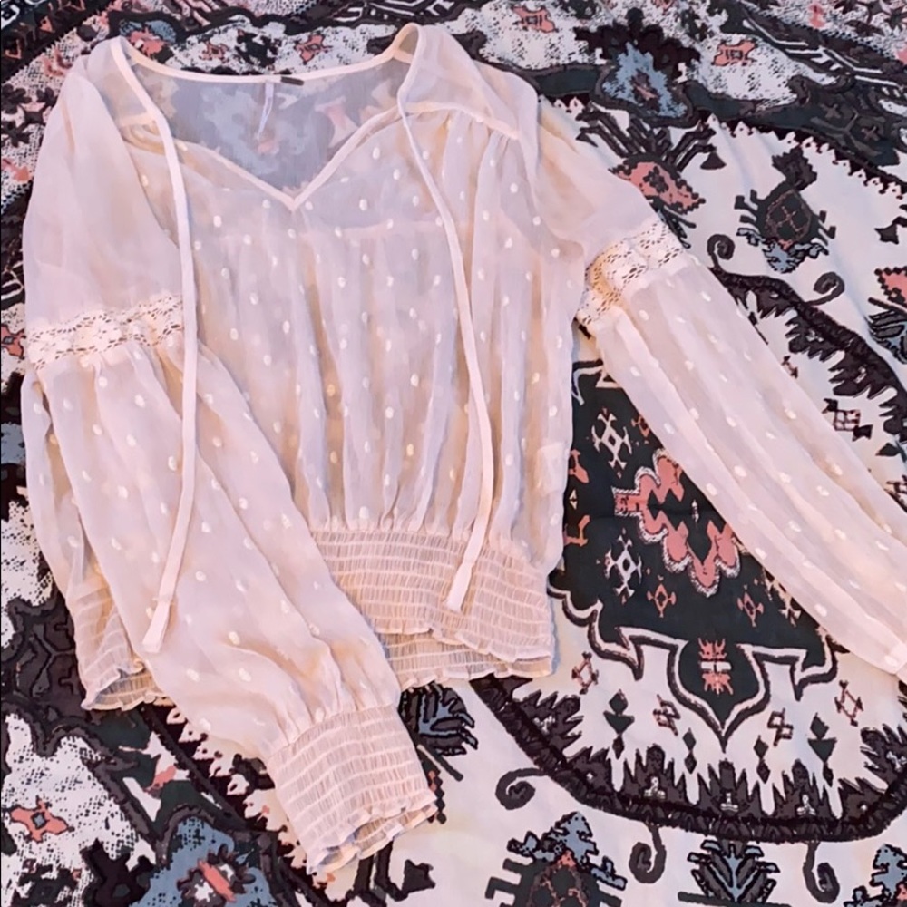 Sheer creme blouse